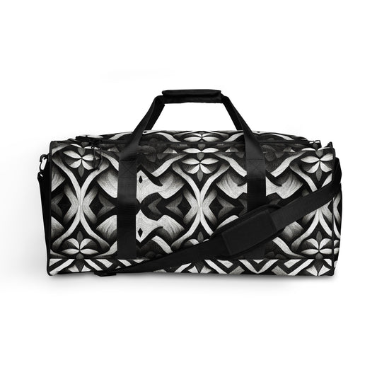 B & W Floral Duffle Bag