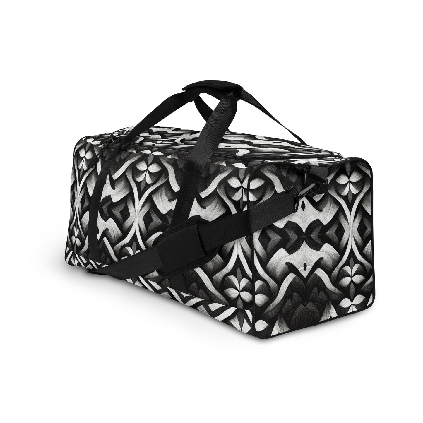 B & W Floral Duffle Bag