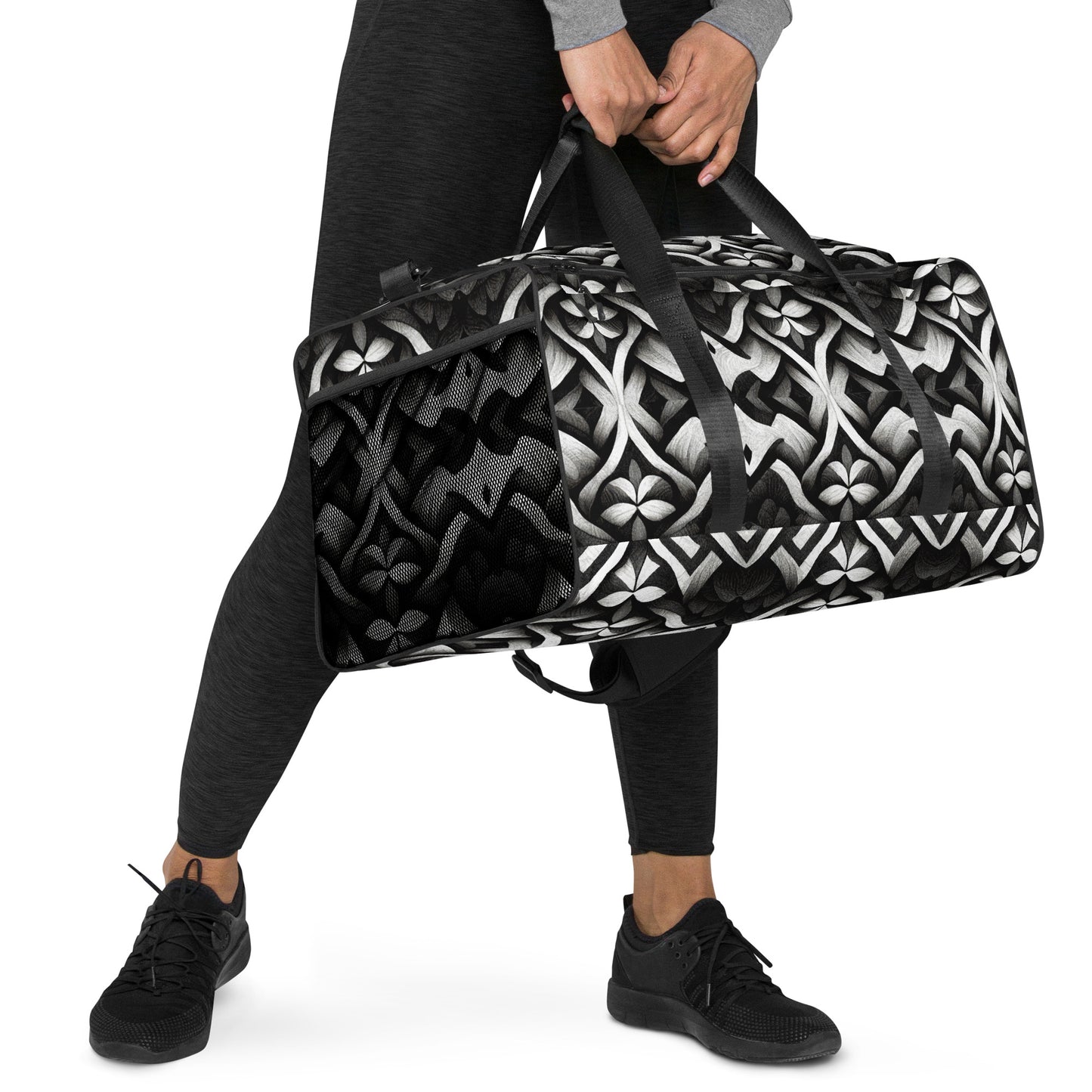 B & W Floral Duffle Bag