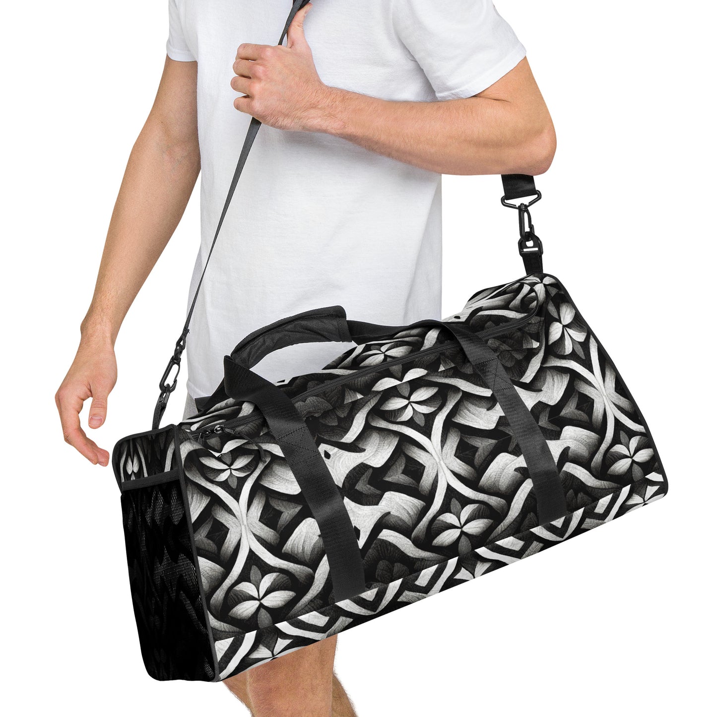 B & W Floral Duffle Bag