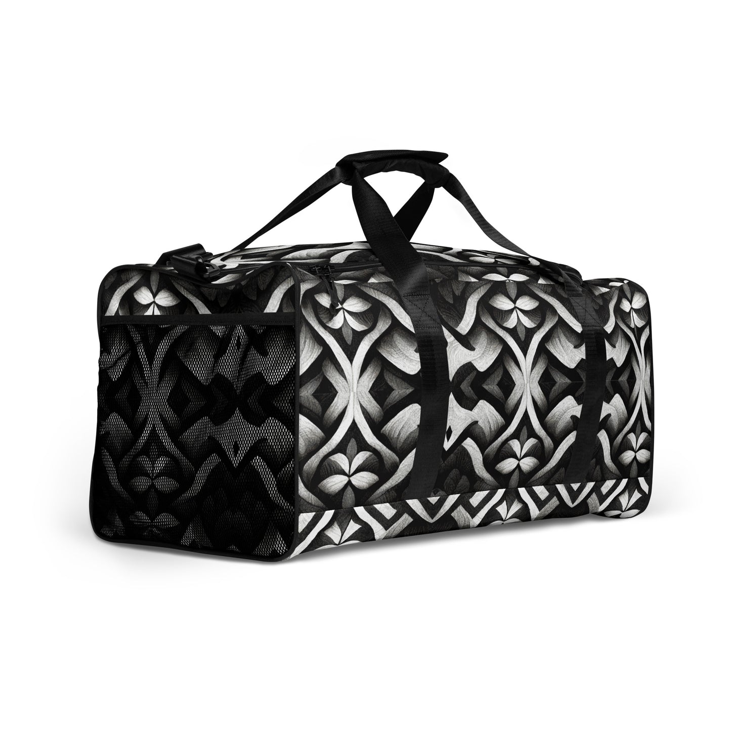 B & W Floral Duffle Bag