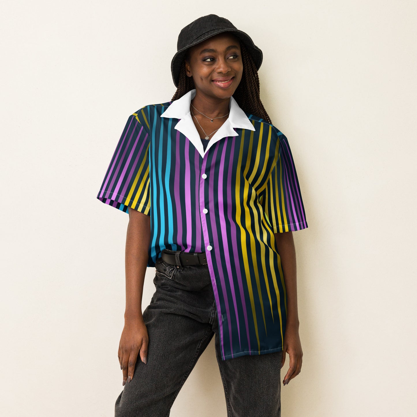 Colored Lines Unisex Button Shirt