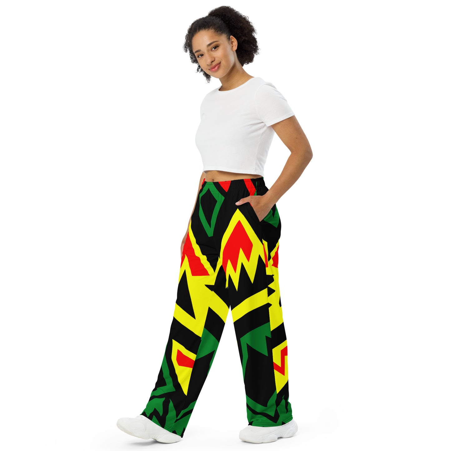 Red Yellow Green Unisex Wide-leg Pants