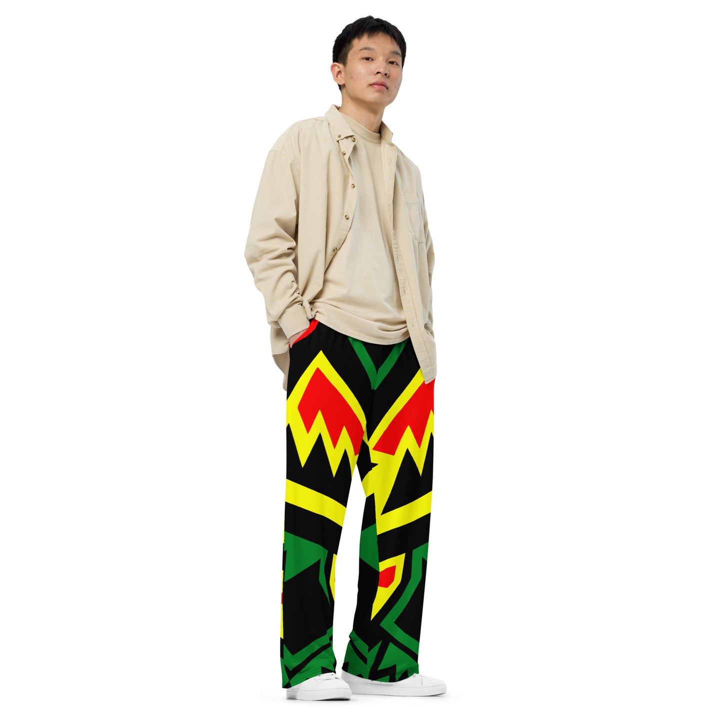 Red Yellow Green Unisex Wide-leg Pants