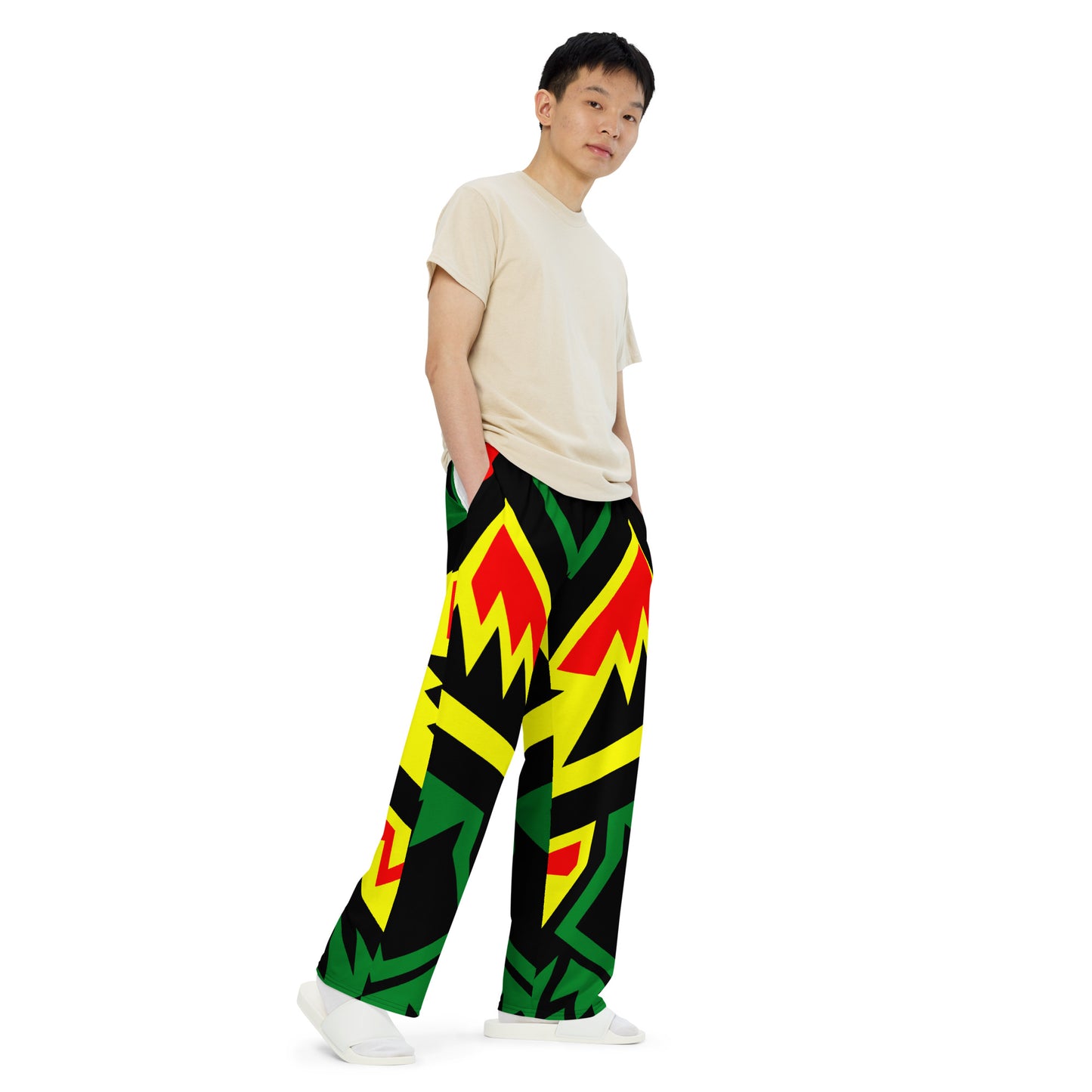 Red Yellow Green Unisex Wide-leg Pants